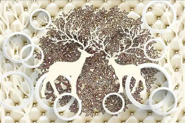 New large wallpaper Custom 3D forest backdrop elk living room mural wall paper papel de parede stickers 8803 m | Обустройство дома