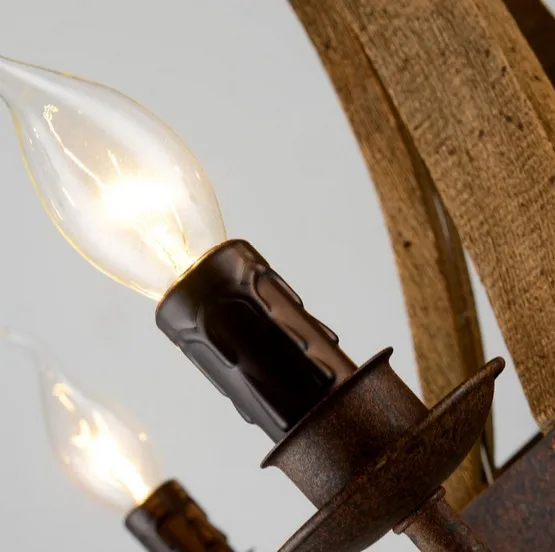 Американский Лофт стиль деревянный Droplight креативный ретро LED Chandeiler для гостиной