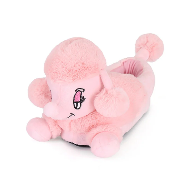 Poodle Pink Тапочки унисекс с объемным рисунком животных для мужчин, женщин и детей; коллекция года; Сезон Зима; теплая короткая плюшевая обувь для дома; милые домашние тапочки в стиле пуделя; XKX129 - Цвет: Poodle Pink