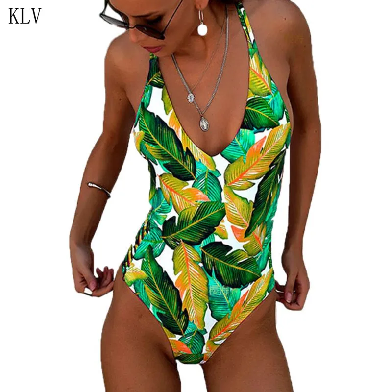 Женский сексуальный цельный бикини с v образным вырезом высокой посадкой цветной