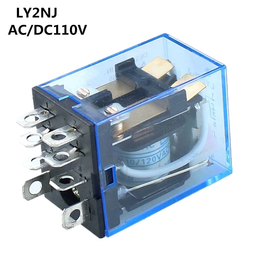 LY2NJ AC/DC 110V Катушка 10A 240V реле мощности DPDT Светодиодная лампа 1 шт. # S018Y высокое