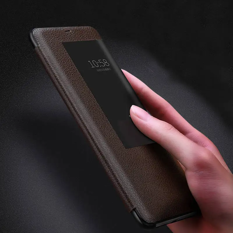 genuine leather case for huawei mate 20 pro case intelligent wakeup cover window view coque for huawei mate 20 case fundas free global shipping