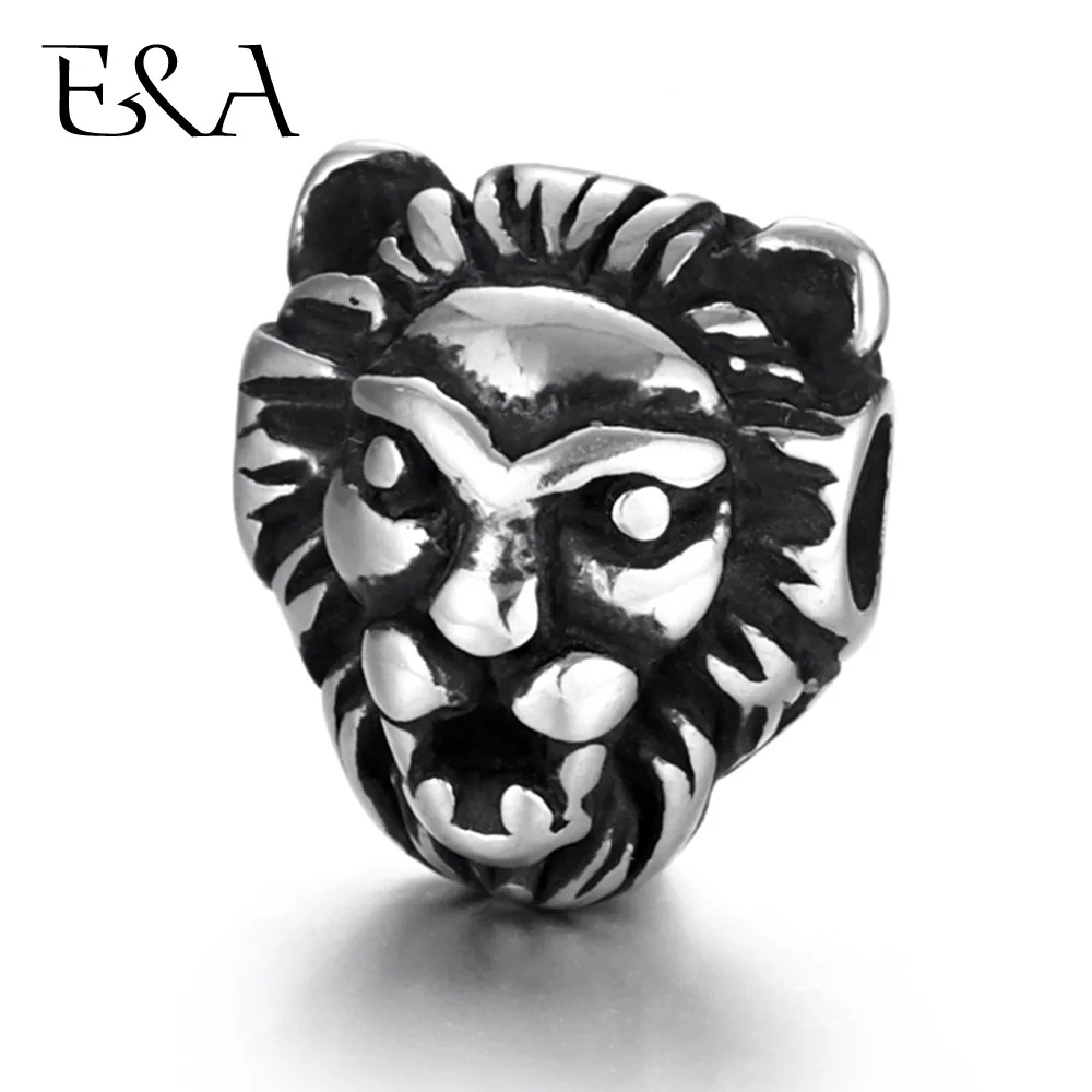 

Stainless Steel Lion Head Beads 2mm Hole Blacken Animal Charms for Beaded Chain Bracelet Supplies Handmade DIY Jewelry Making