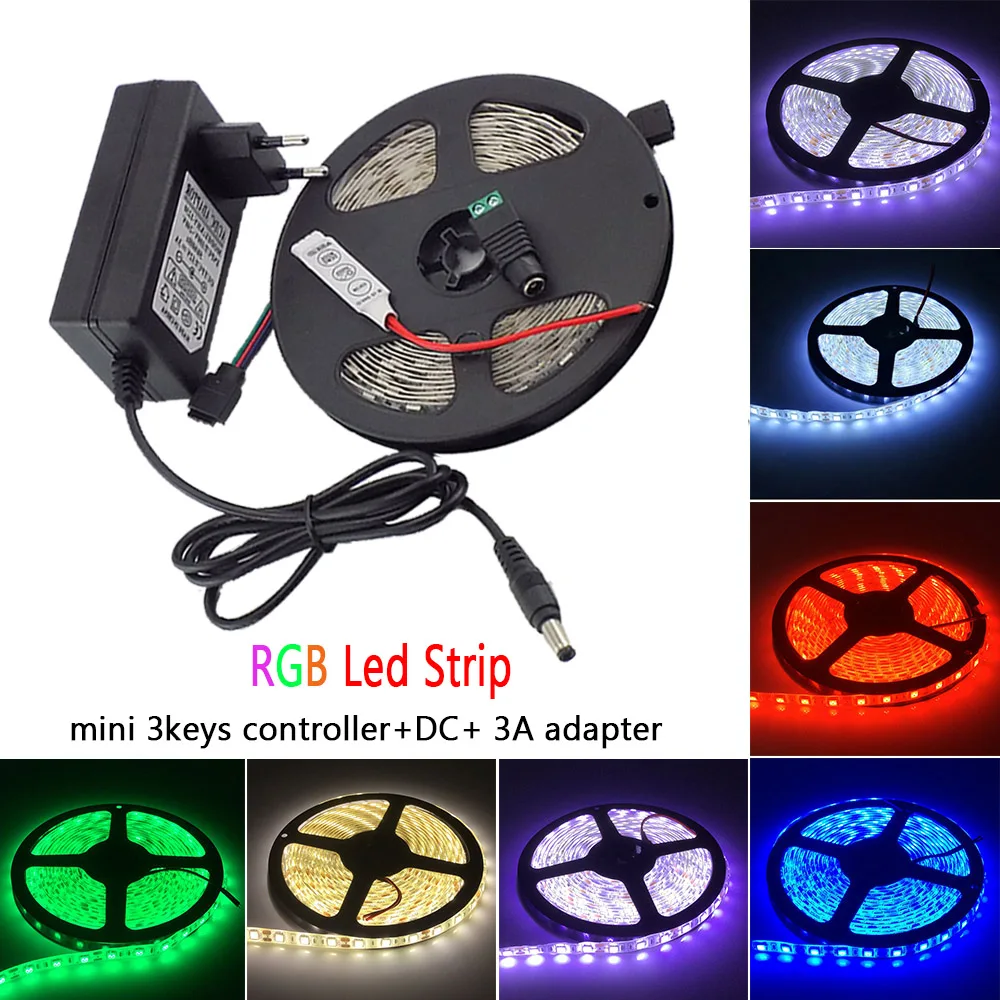 5 м Светодиодная лента DC 12 В SMD 5050 RGB Водонепроницаемая светодиодная для ПК экрана