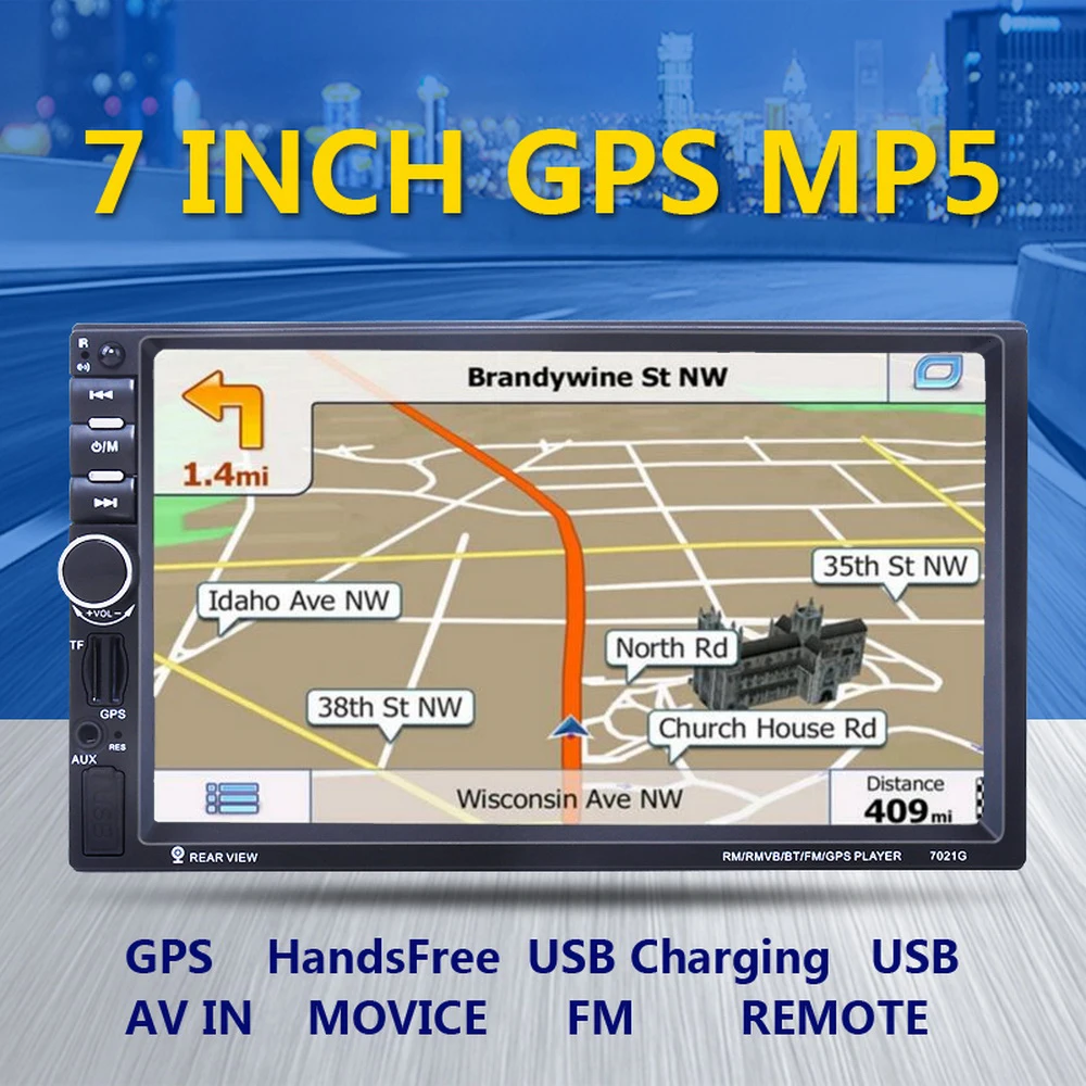 2Din стерео MP5 плеер FM USB 7 дюймов автомобильное радио 8G карта gps навигация Зеркало Ссылка экран зеркало для телефона Android с камерой