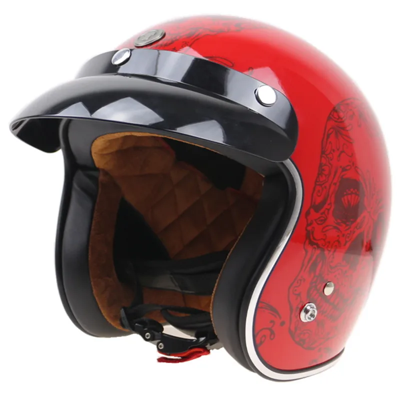 TORC ROT SCHÄDEL Helm DOT Genehmigt open face motorrad helm 9 farbe erhältlich