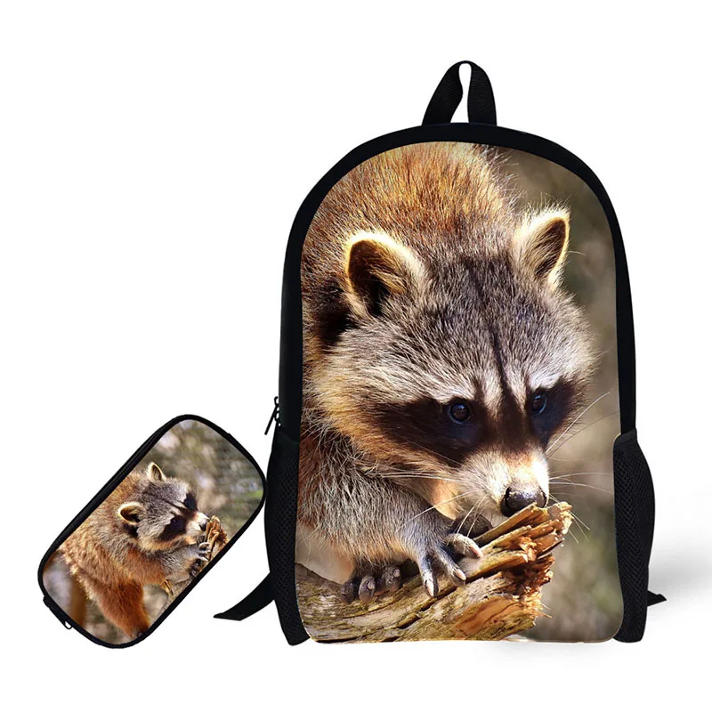 Симпатичный рюкзак с енотом школьные сумки 2 шт./компл. пеналом чехол для