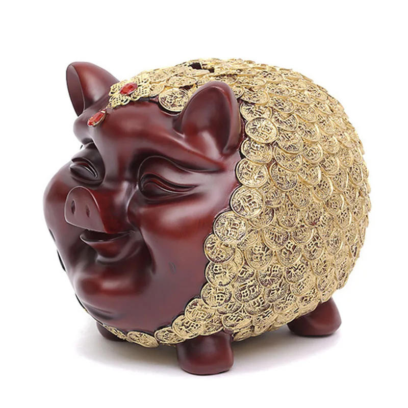 Большая винтажная Статуэтка свинки из смолы миниатюрная статуя украшение для