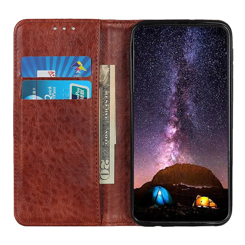 Кожаный магнитный чехол Crazy Horse для iPhone X XR книжка с бумажником деловой подставка
