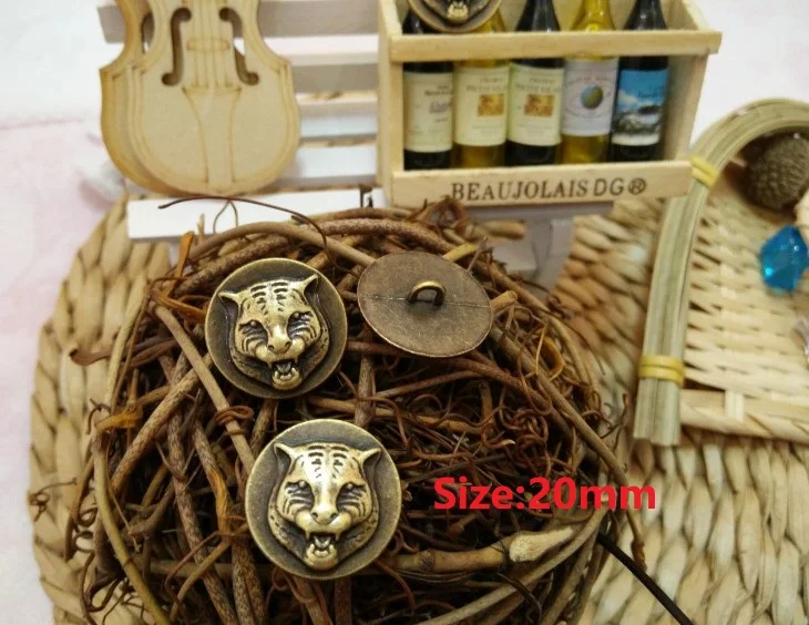 New 10 pieces tiger High grade Metal Retro bronze jacket buttons shirt Sweater button Decorations Accessories 20mm Free shipping | Дом и сад