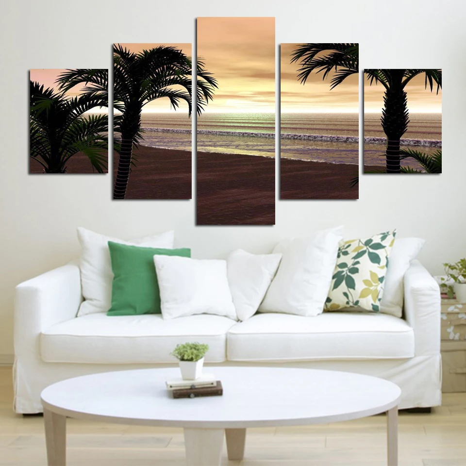 5 панельных настенных картин без рамки рисунок на холсте с изображением синего