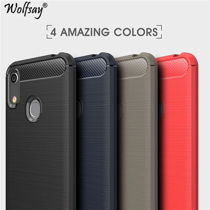Carbon Fiber Cover For Huawei Y6 2019 Case Prime Rubber Bumper Silicone JAT-L41 6.09 inch | Мобильные телефоны и