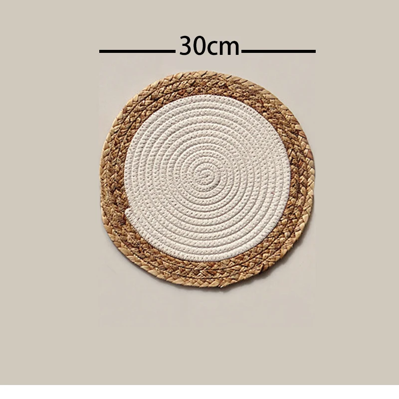 White 30cm Европейские льняные изделия подстилки из соломы и хлопковой веревки, новые утолщенные Нескользящие подстилки - Цвет: White 30cm