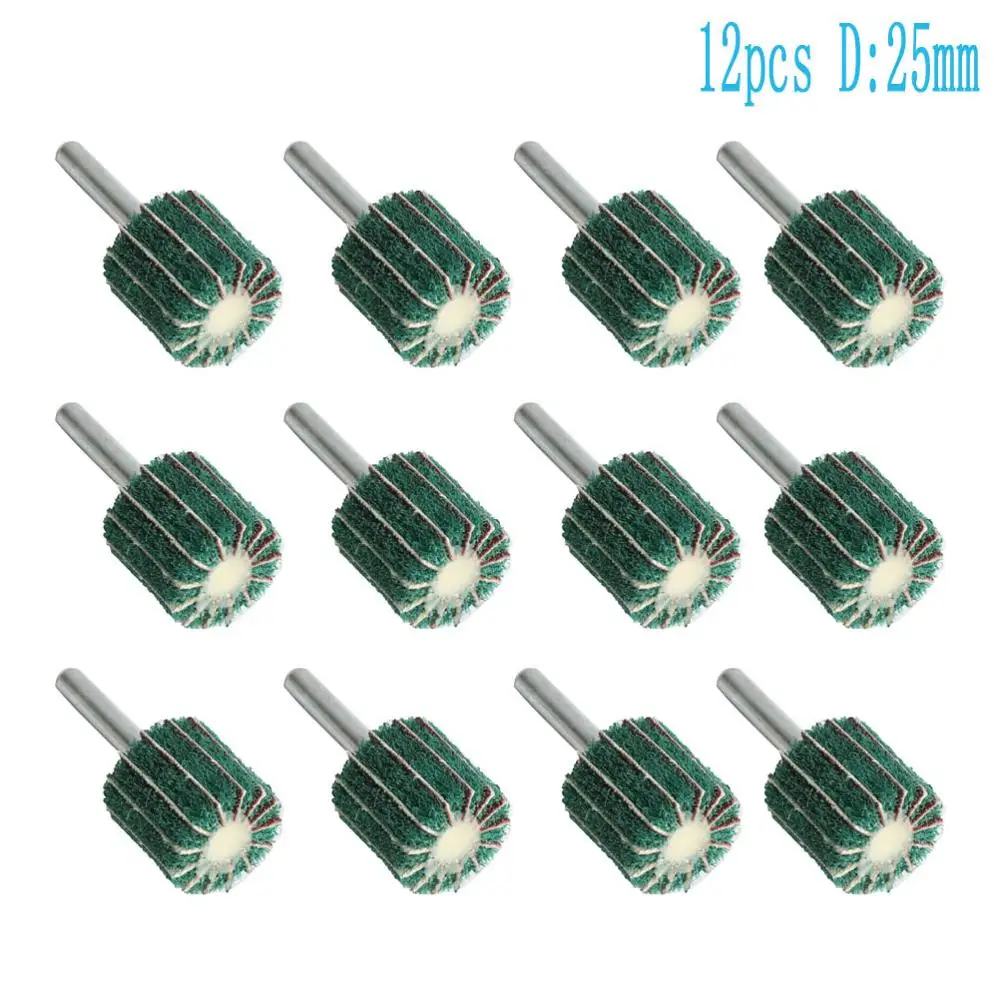 Полировочный диск 25/30 мм из нейлонового волокна, 12 шт., Нетканая губка, абразивная Шлифовальная головка для дрели с хвостовиком 1/4 дюйма