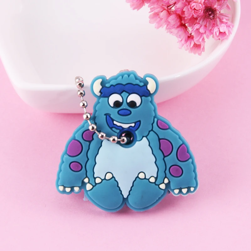 Cartoon Anime Cute Key Cover Cap Silicone Mickey Stitch Bear Keychain Women Gift Owl Porte Clef Minne Key Chain - Цвет: Photo Color25
