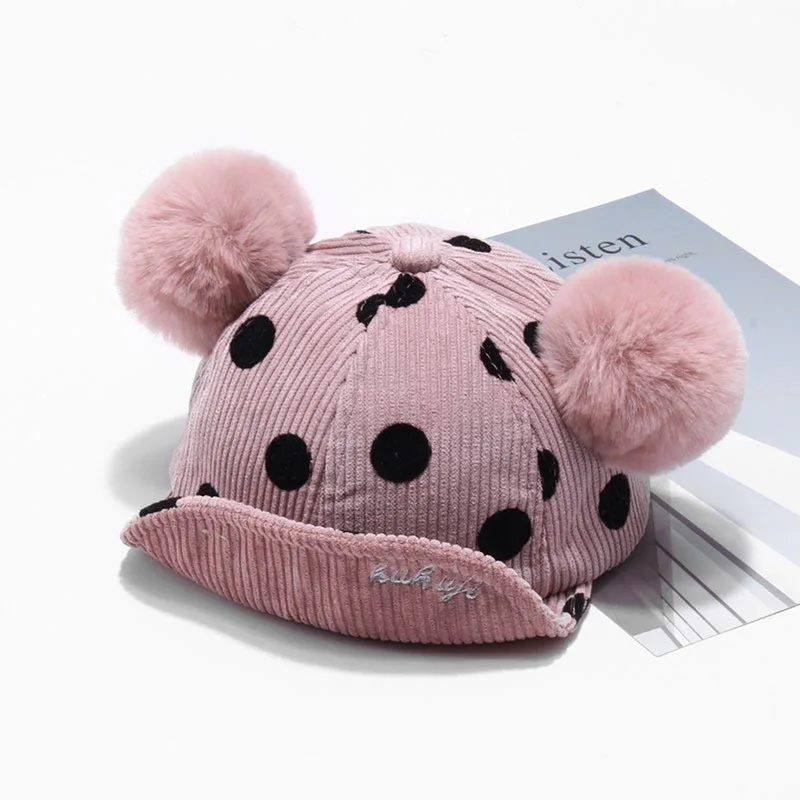 Mickey Ear Hats Children Snap Back Dots Pattern Caps Baseball Cap with Ears Autumn Winter Hip Hop Kids Baby Boy Girls | Детская одежда