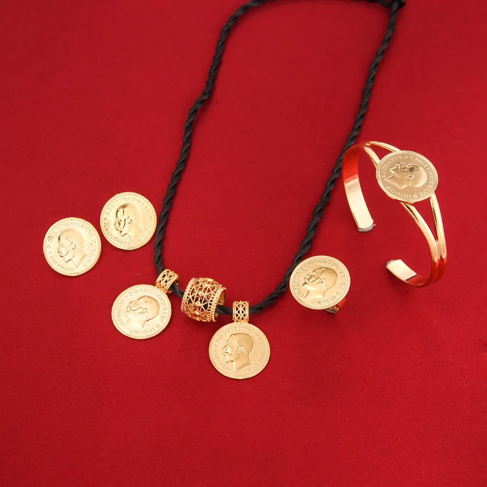 Набор ювелирных изделий с монетами из эфира 24 к золотого цвета для свадьбы и