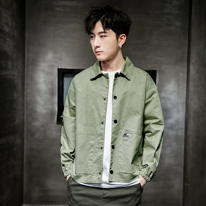 Новинка весны 2019 модная Повседневная тонкая мужская куртка на пуговицах