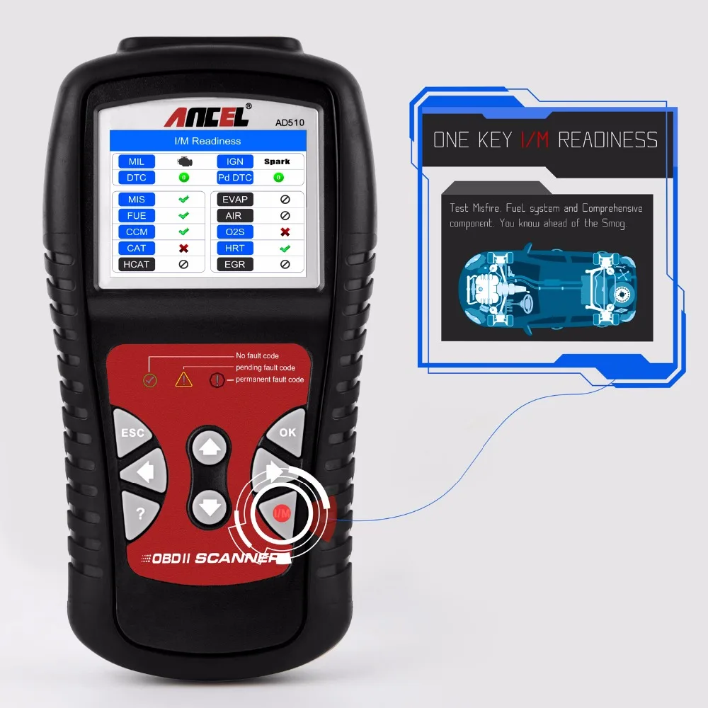 Ancel AD510 автомобильный OBDII EOBD сканер инструмент двигатель чтение диагностический