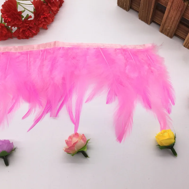 pink 4 до 6 см 2 ярдов перо петуха границы, цвет Швейные торжественное платье/Art платье украшения - Цвет: pink