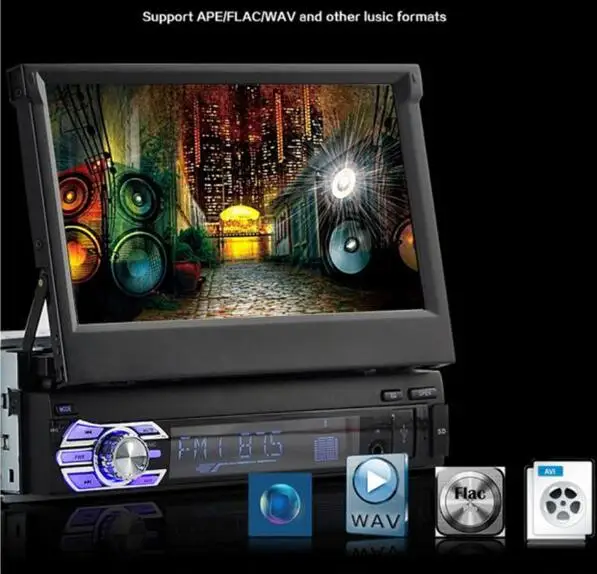 Выдвижной выдвижной сенсорный экран 1 Din 7 дюймов Bluetooth с камерой заднего вида