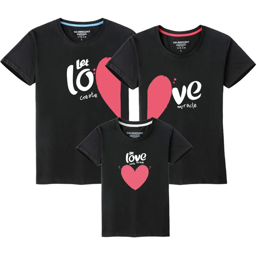 Одинаковые комплекты для семьи летняя футболка с короткими рукавами топ сердцем