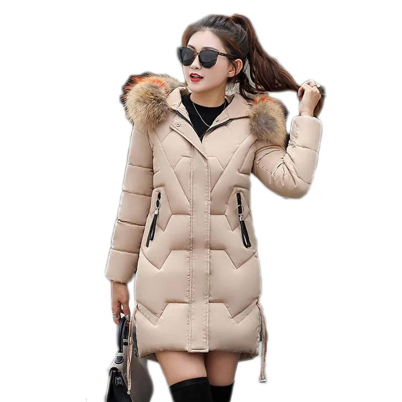 Корейская новая зимняя куртка женское длинное теплое пальто стройная женская с