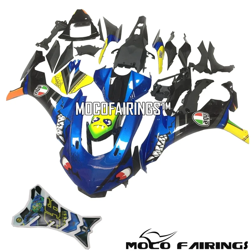 

Motorcycle ABS Injection Fairing Body Kit For Yamaha YZF R1 2015 2016 Blue Shark Eyes Design Full Fairings