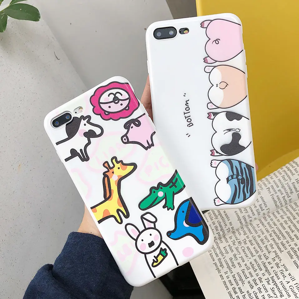 Чехлы для телефонов с милым рисунком животных iPhone X 6 S Чехол Capa Fundas 7 8 Plus