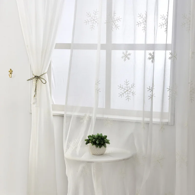 NAPEARL вышитые шторы из вуали тюлевые ткани для спальни в рождественском стиле с