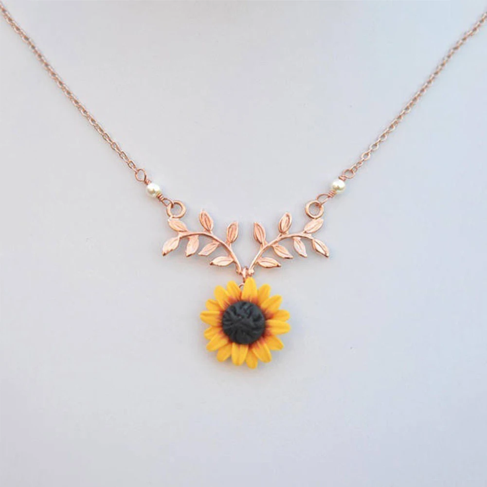 Женское жемчужное ожерелье с подвеской в виде ветки подсолнуха|Подвески| |