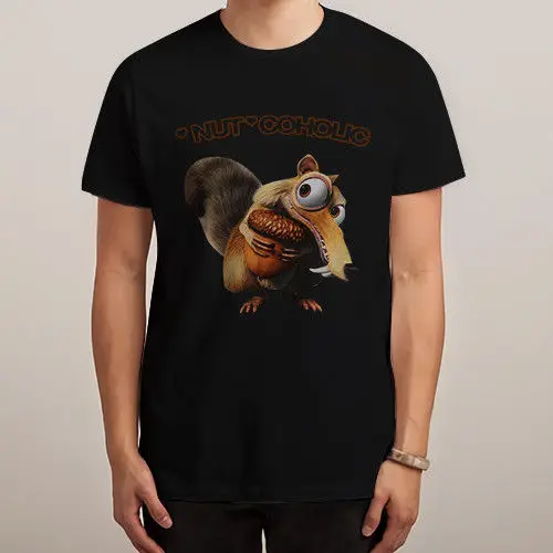 Scrat NutCoholic черная футболка рубашки Tee S 2XL|Мужские футболки| |