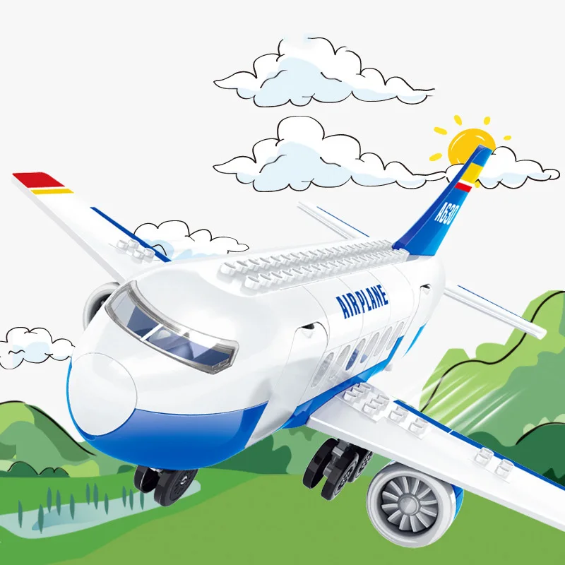 63Pcs DIY 57cm Large Airbus Aircraft Airplanem Model Plane Building Blocks Sets Kids Boys Gifts Bricks Toys | Игрушки и хобби