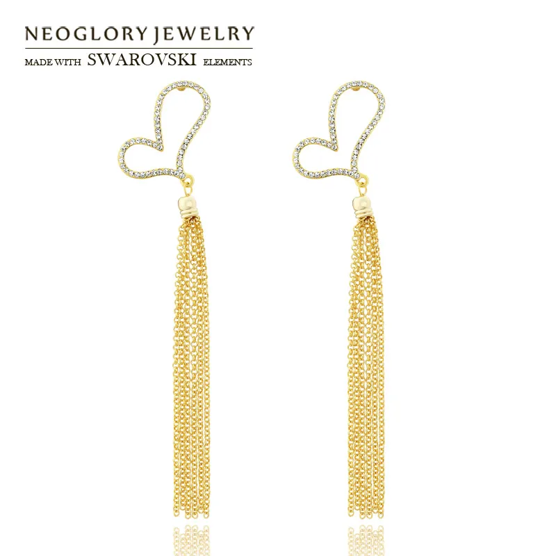 Серьги-капли Neoglory австрийские стразы дизайн в виде сердца стильный светильник с