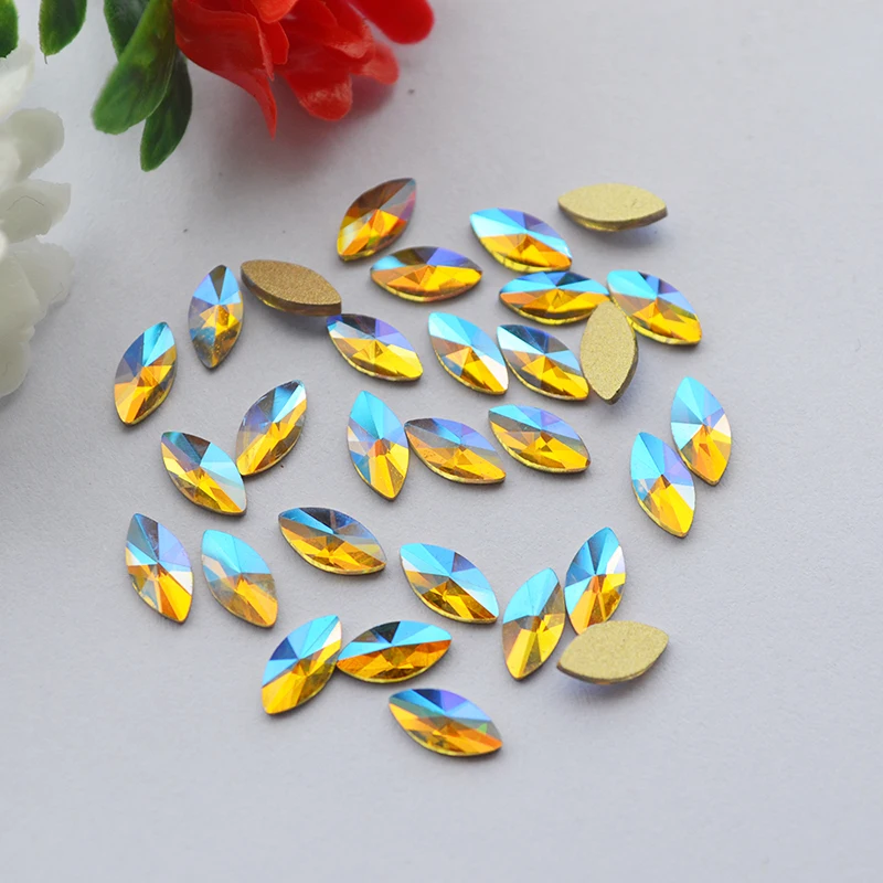 

Nail Art Stones Flatback Rhinestones Crystal AB Strass Non Hotfix Crystals 5x10mm 10pcs Horse eyes DIY 3D Gems decoration