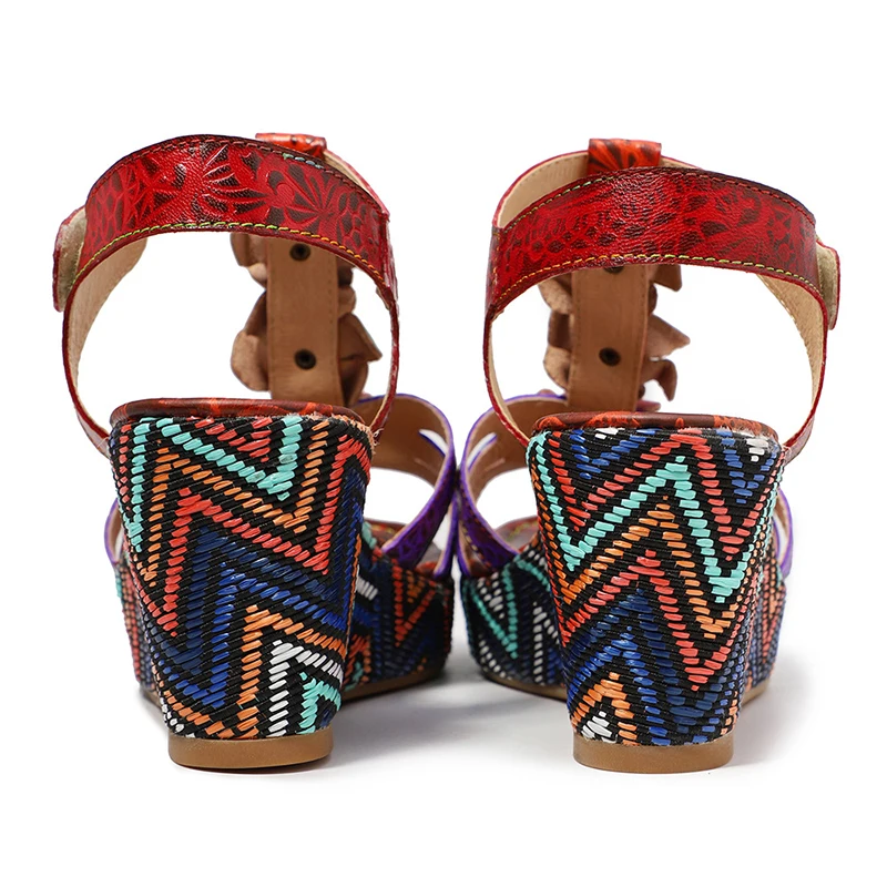 SONDR/красные босоножки на танкетке с цветочным узором chaussures femmes nouveau/2019 г. женские
