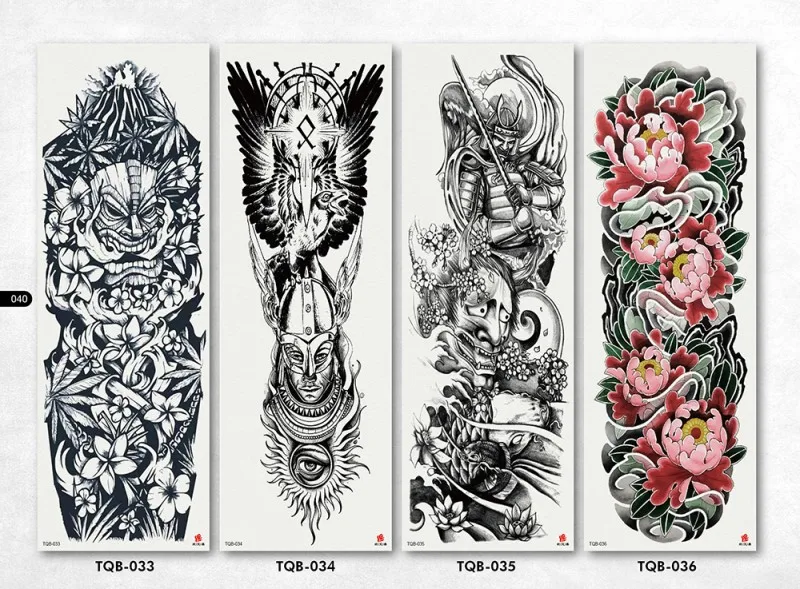 Set I 4 шт., водостойкие Временные татуировки, наклейки, Череп, ангел, роза, лотос, узор, полный цветок, с рукой, боди-арт, большие, поддельные татуировки - Цвет: Set I