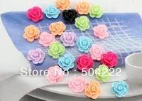 200pcs 3d colorful flatback multicolor resin rose flower cabochons 14mm diy scrapbook hair bow flower centers cell phone
