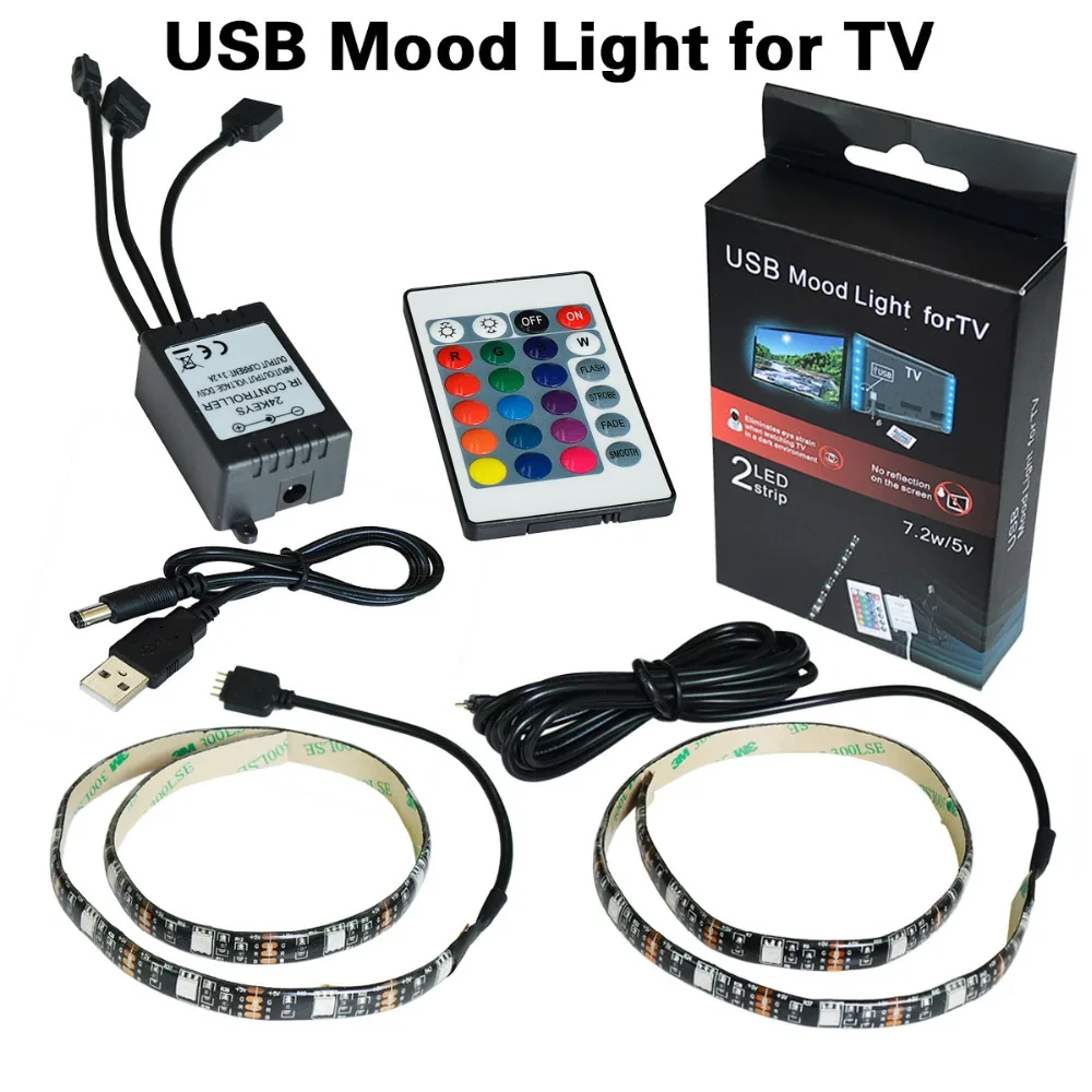 5050 USB красочные светодиодные полосы света водонепроницаемый с капля клей Marquee 2*50