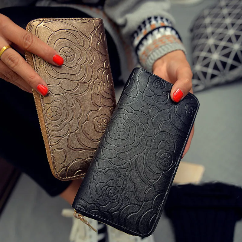 2018 модные женские туфли Цветочный принт из натуральной кожи бумажник сцепления