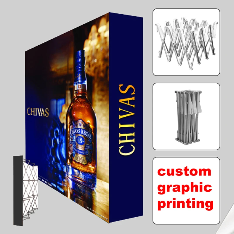 

10ft Tension Fabric Pop Up Stand Trade Show Display Booth Backdrop Wall with Custom Graphic #33
