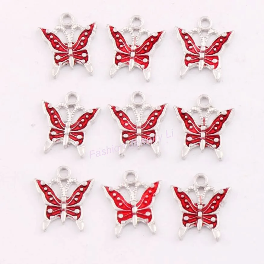8 Цвета цинковый сплав эмаль бабочки распорка шарма бусины подвески из сплава