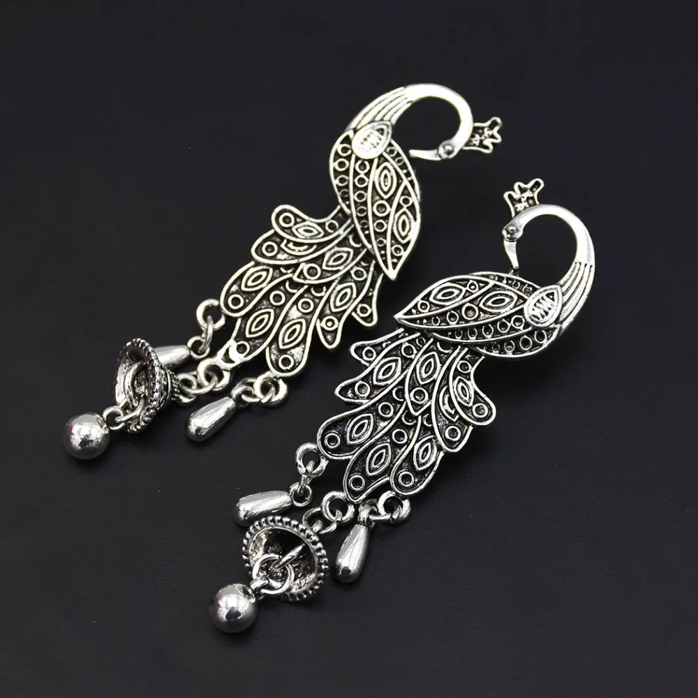 

India Tribal Ancient Color Beautiful Peacock Bird Drop Earrings Women Islamic Egypt Jhumka Vintage Gypsy Jewelry