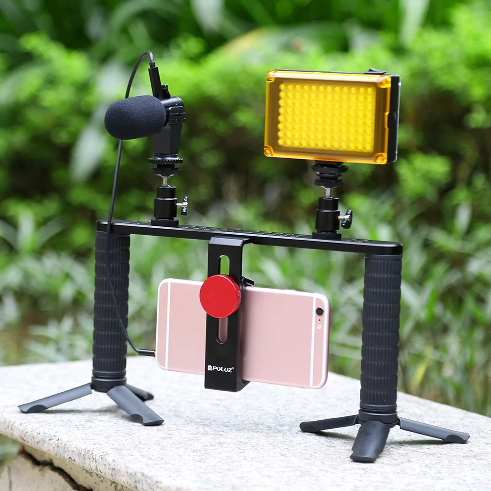 Photography Suit Live Broadcast Kits Mobile Set Aluminum Rabbit Cage with Microphone Mini Tripod | Электроника