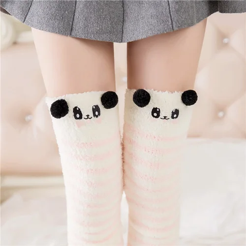 Panda 1 Гольфы в японском стиле Mori Girl с изображением животных милые полосатые гольфы Kawaii удобные Гольфы компрессионные зимние теплые носки - Цвет: Panda 1