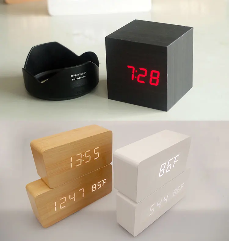 2016 Новый СВЕТОДИОДНЫЙ Будильник С Старому стилю Температура Звуки Управления
