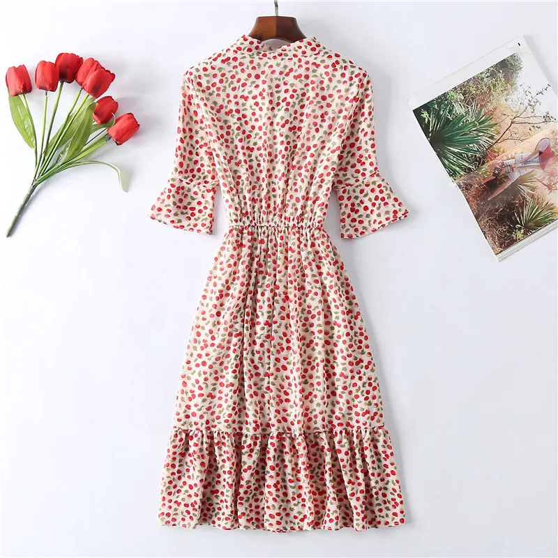 Kostlich шифоновое платье в горошек с рюшами Ретро стиль женские платья лето 2019