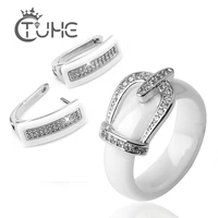 health material wedding jewelry sets for women classic crystal crown bride jewellery engagement stud earrings rings wedding sets