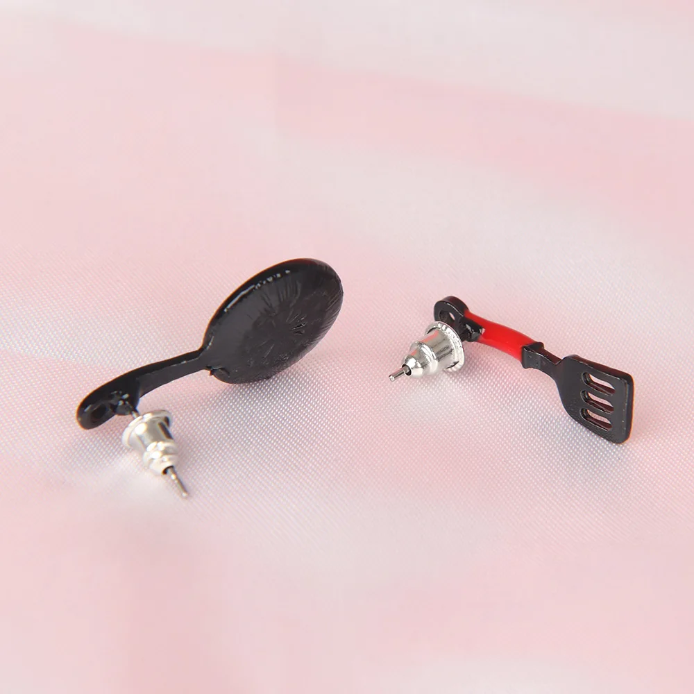 1 пара уникальные асимметричные серьги-гвоздики мини лопаточка для сковороды