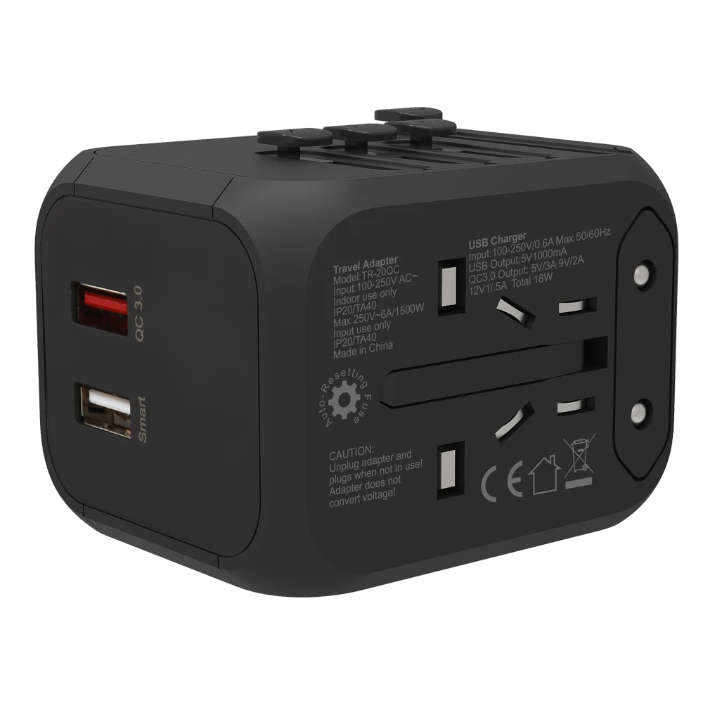 Feliztrip TR 20QC мульти нация и USB адаптер для путешествий QC 3 0 зарядное устройство